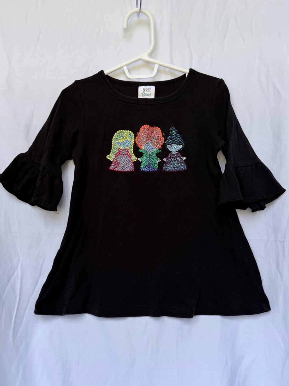 Carter's Black Long Sleeve Top with Sequin Doll Appliqués